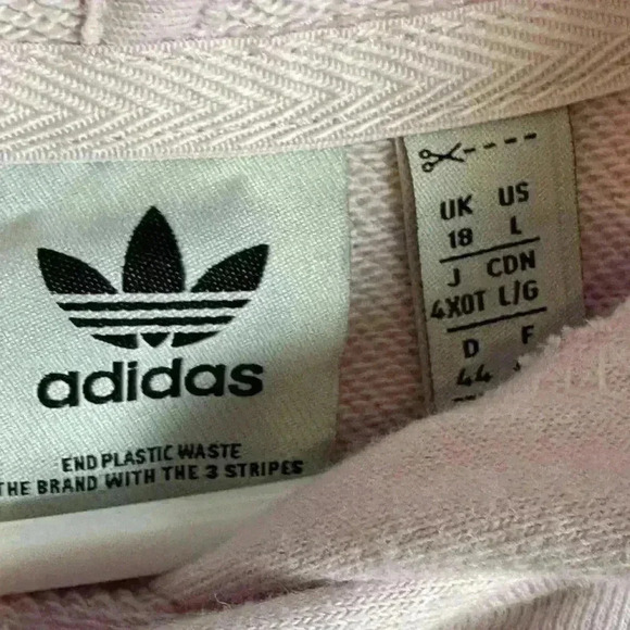 NWT- Adidas Pink Crop Hoodie Top ( size Large) - Picture 3 of 5